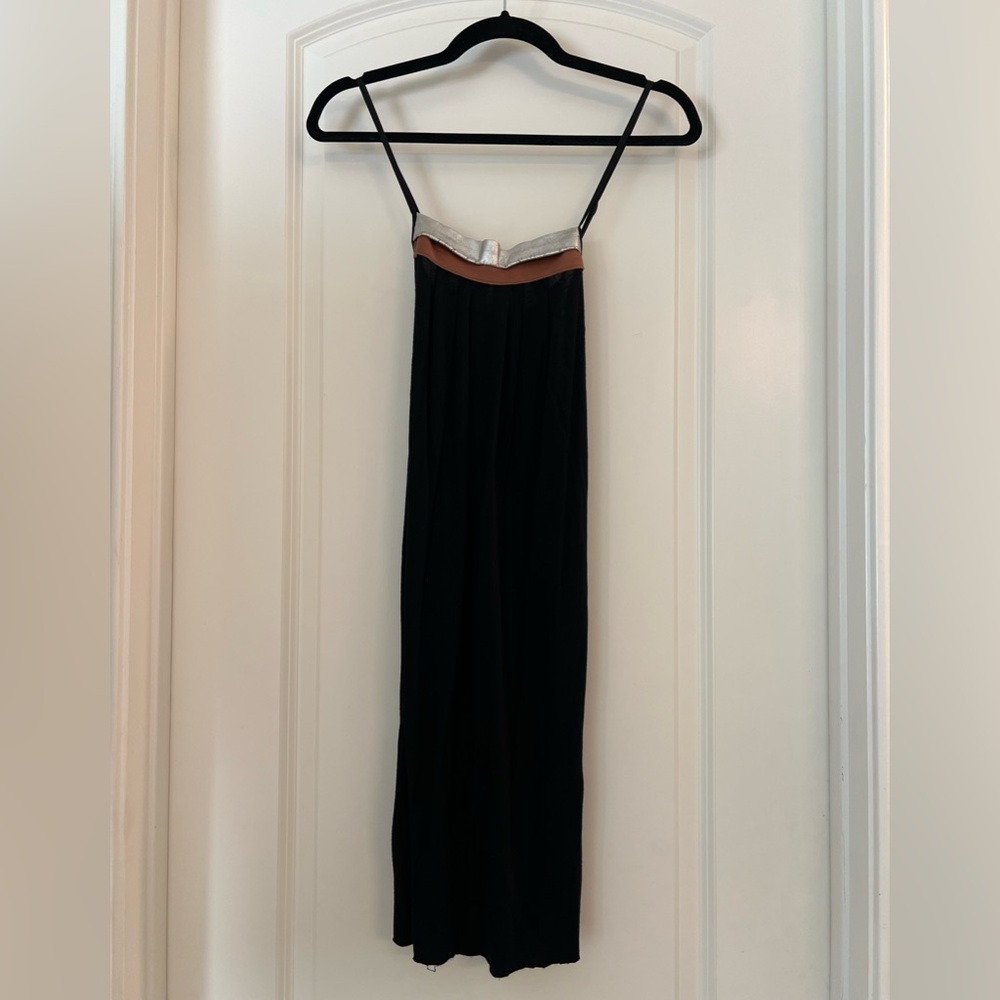 RN Convertible Black Dress with Silver and Brown Leather Accents